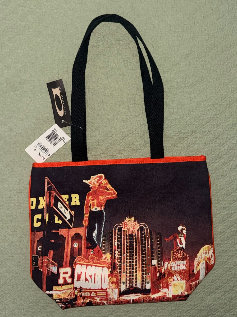 NWT Vintage Y2K Vegas Fremont St. Shoulder Tote. Rhinestones. “August” brand.